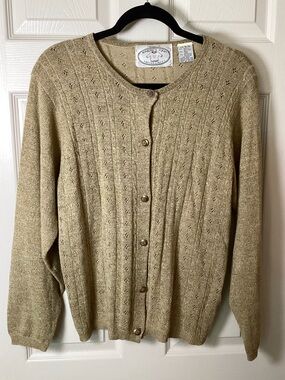 Eagle’s Eye Vintage Gold Metallic Button-Front Cardigan - Size XL